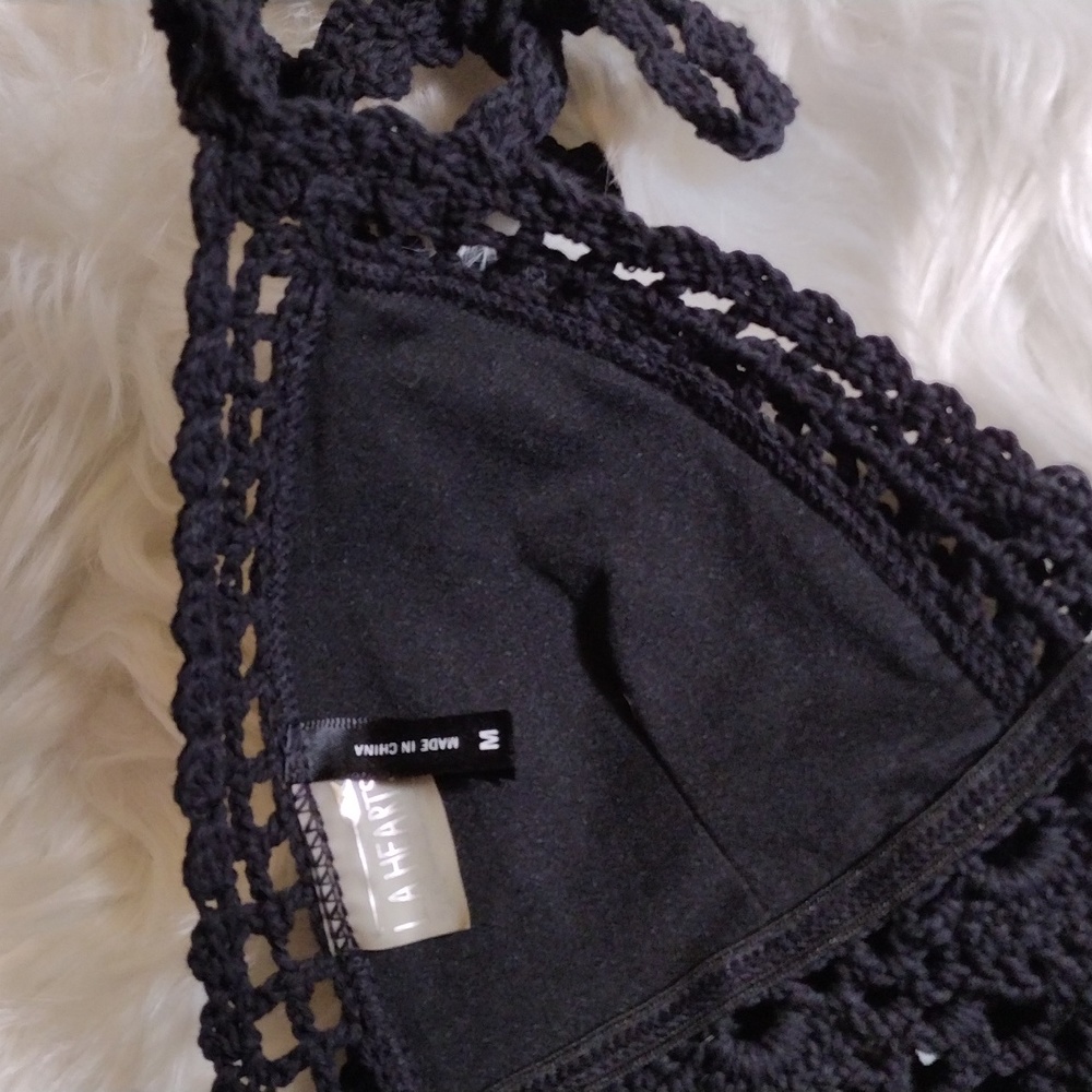 LA Hearts crochet halter top black sz M - Picture 5 of 7